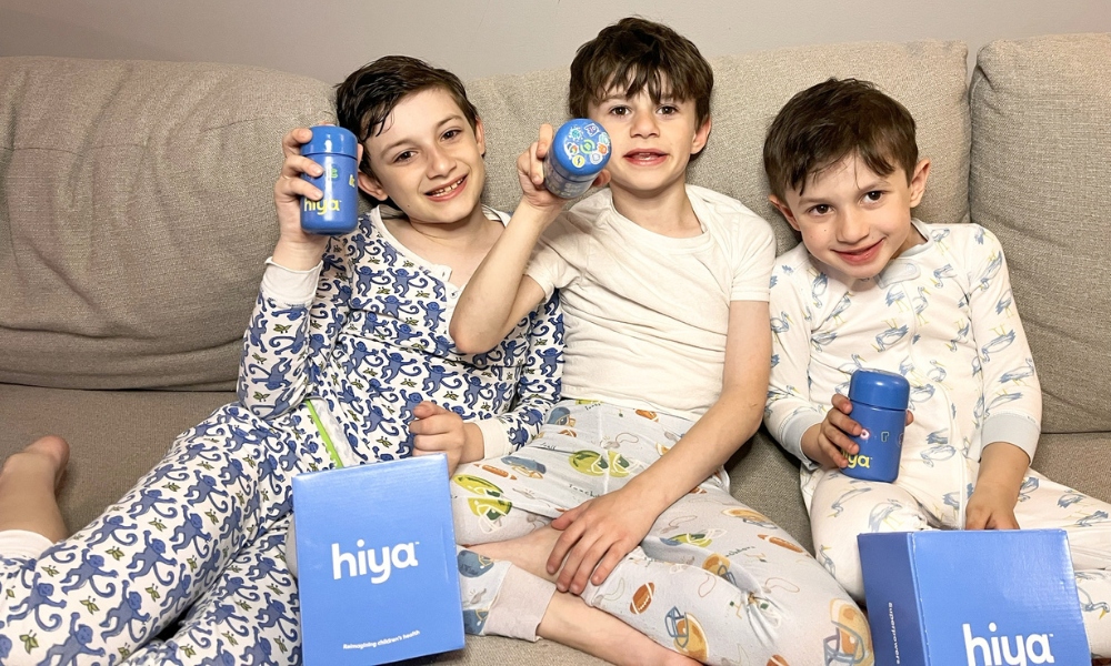 Krissy's kids holding hiya bedtime essentials for sleep